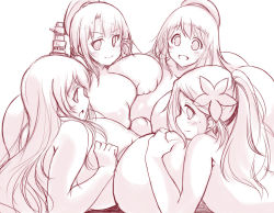 Rule 34 | 1boy, 4girls, artist request, breasts, cleavage, kantai collection, large breasts, multiple girls, paizuri, penis, smile, uncensored