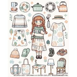 Rule 34 | 1girl, animal print, aqua eyes, artist name, bag, black footwear, blush, boater hat, braid, brown hair, brown headwear, casual, chair, closed mouth, cooking pot, cup, deer print, dress, fish, floral print, flower, flower (symbol), full body, grey eyes, grey headwear, grey mittens, grey sweater, hand on own chest, headwear request, holding, holding clothes, holding skirt, kettle, lamp, lampshade, loafers, long hair, long sleeves, looking to the side, mittens, multicolored bag, multicolored clothes, multicolored sweater, muted color, original, pillow, pink headwear, plate, pleated skirt, print bag, print cup, print dress, print mittens, print pillow, print skirt, print sweater, romaji text, sakano machi, shoes, shopping bag, short sleeves, simple background, skirt, sleeves past fingers, sleeves past wrists, smile, sneakers, solo, standing, sweater, table, tablecloth, teacup, tote bag, tree, tree print, triangle print, twin braids, twitter username, two-tone sweater, vase, very long sleeves, white background, white dress, white flower, white skirt, white sweater, wooden chair, woollen cap