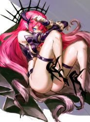 Rule 34 | 1girl, ass, bare shoulders, blue eyes, breasts, circlet, detached collar, detached sleeves, earrings, baobhan sith (fate), baobhan sith (second ascension) (fate), fate/grand order, fate (series), high heels, jewelry, legs, long hair, looking at viewer, medium breasts, minew, nail polish, pink hair, pointy ears, revealing clothes, sidelocks, solo