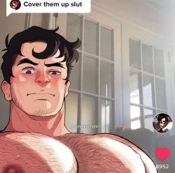 Rule 34 | 1boy, bara, beowulf (skullgirls), black hair, character request, chest hair, cover them up slut (meme), facial hair, forked eyebrows, hair strand, highres, large pectorals, looking at viewer, male focus, mature male, meme, messy hair, muscular, muscular male, nipples, nude, pectoral focus, pectorals, rumple tumple, short hair, sideburns, skullgirls, solo, stubble, sweat, thick eyebrows, tiktok, upper body