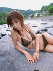 Rule 34 | bikini, highres, hoshino aki, photo (medium), rapture, river, side-tie bikini bottom, swimsuit, tagme