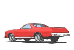 Rule 34 | car, chevrolet, chevrolet el camino, from side, highres, motor vehicle, no humans, omochi (ricecake9322), original, pickup truck, red car, truck, vehicle focus, vehicle name, white background