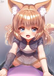 Rule 34 | 1girl, :d, animal ear fluff, animal ears, black thighhighs, blue capelet, blue eyes, blush, capelet, commentary request, commission, fang, flat chest, highres, looking at viewer, medium hair, open mouth, original, paid reward available, skeb commission, smile, solo, tail, thighhighs, wolf ears, wolf girl, wolf tail, yufukiri