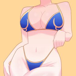 Rule 34 | 1girl, bare shoulders, bike shorts, breasts, capcom, chun-li, cleavage, faceless, faceless female, head out of frame, highres, large breasts, lower body, navel, shiny skin, street fighter, street fighter 6, thighs