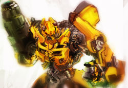 Rule 34 | arm cannon, bumblebee, mecha, no humans, robot, so-bin, solo, transformers, transformers (live action), weapon
