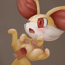 Rule 34 | 1girl, animal ears, animal hands, blush, brown background, creatures (company), crying, disembodied limb, disembodied penis, erection, fennekin, fox ears, fox tail, game freak, gen 6 pokemon, hetero, highres, monster, nintendo, no humans, open mouth, penis, pokemon, pokemon (creature), pussy, red eyes, sex, shiny skin, simple background, solo, spread legs, tail, tears, uncensored, vaginal, x-ray, youjo modoki