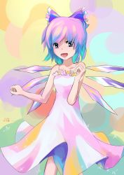 Rule 34 | 1girl, bow, cirno, dress, female focus, jq, short hair, solo, sundress, touhou, wings