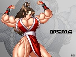 Rule 34 | 1girl, biceps, breasts, cosplay, extreme muscles, fatal fury, female focus, flexing, large breasts, muscular, ren (tainca2000), shiranui mai, snk, solo, the king of fighters