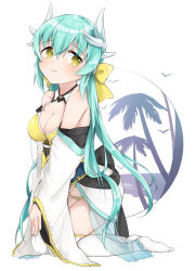 Rule 34 | 1girl, absurdres, bare shoulders, bikini, blue hair, breasts, choker, cleavage, fate/grand order, fate (series), hair ornament, highres, japanese clothes, kiyohime (fate), kiyohime (swimsuit lancer) (fate), long hair, ribbon, see-through, smile, swimsuit, thighhighs, yellow eyes