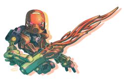 Rule 34 | 1boy, bionicle, english text, fire, gears, highres, holding, holding weapon, joints, lego, looking at viewer, mask, mechanical parts, no humans, pink eyes, robot, robot joints, signature, sword, tahu (bionicle), the lego group, tomycase, upper body, weapon