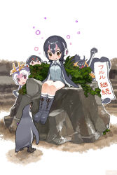Rule 34 | 10s, 5girls, bad id, bad pixiv id, bird, commentary request, emperor penguin (kemono friends), gentoo penguin (kemono friends), grape-kun, highres, humboldt penguin, humboldt penguin (kemono friends), kemono friends, multiple girls, penguin, penguins performance project (kemono friends), plant, rock, rockhopper penguin (kemono friends), royal penguin (kemono friends), sitting, smile, tomohi