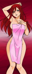 Rule 34 | absurdres, breasts, erza scarlet, fairy tail, highres, large breasts, pink towel, red hair, tagme, towel