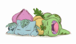 alternate_color animal_focus claws closed_eyes closed_mouth commentary corel_painter creatures_(company) english_commentary fangs full_body game_freak gen_1_pokemon highres ivysaur lying nintendo no_humans nostrils on_side open_mouth pokemon pokemon_(creature) shiny_pokemon simple_background sleeping white_background xxraithexx