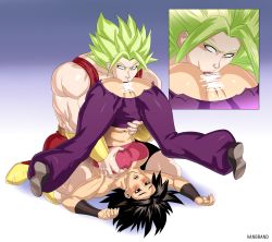 Rule 34 | 10s, 2girls, anilingus, artist request, ass, bare shoulders, blonde hair, blush, grabbing another&#039;s breast, breasts, caulifla, censored, dragon ball, dragon ball super, female focus, grabbing, highres, huge ass, kale (dragon ball), large breasts, licking, lying, moaning, multiple girls, muscular, muscular female, nipples, oral, pussy, shiny skin, spiked hair, spread legs, super saiyan, sweat, tongue, tongue out, yuri