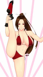 Rule 34 | 1girl, breasts, fatal fury, highres, large breasts, leg up, ponytail, shiranui mai, solo, tsuki riven