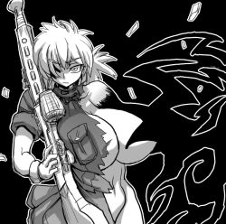 Rule 34 | 1girl, anti-materiel rifle, breasts, cannon, gloves, gun, hellsing, hellsing 30mm anti-tank cannon harkonnen, histamine c, huge breasts, rifle, seras victoria, sniper rifle, solo, torn clothes, weapon