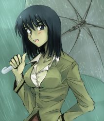 Rule 34 | 00s, 1girl, cosaten, rain, school rumble, solo, suou mikoto (school rumble), umbrella