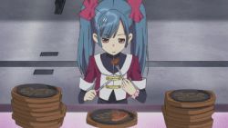 Rule 34 | 10s, akb0048, animated, animated gif, blue hair, cyborg, eating, food, lowres, solo, twintails, watanabe mayu (akb0048)