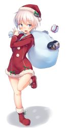 Rule 34 | 10s, 1girl, bag, blonde hair, blue eyes, blush, christmas, failure penguin, gift, highres, kantai collection, md5 mismatch, metindone, open mouth, resized, sack, santa costume, solo, z1 leberecht maass (kancolle)
