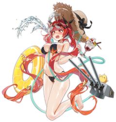 Rule 34 | 1girl, absurdly long hair, alternate costume, azur lane, bare legs, barefoot, between breasts, bikini, black bikini, black ribbon, blush, breasts, cannon, cleavage, collarbone, cup, embarrassed, eyewear on head, food, full body, gradient hair, hair ornament, hair ribbon, hat, hat ribbon, holding, holding hose, honolulu (azur lane), honolulu (summer accident?!) (azur lane), hose, hose between breasts, ice cream, innertube, jumping, large breasts, long hair, machinery, multicolored hair, navel, official art, open mouth, orange hair, red eyes, red hair, ribbon, rigging, sexually suggestive, shiny skin, skindentation, solo, star (symbol), star hair ornament, starfish, stomach, straw hat, sun hat, sundae, sunglasses, swim ring, swimsuit, tearing up, teeth, thighs, transparent background, twintails, unworn hat, unworn headwear, upper teeth only, very long hair, water, wet, yunsang