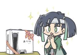 Rule 34 | + +, 1girl, apron, black hair, ferret-san, game console, gift, green hakama, green kimono, hair ribbon, hakama, hakama short skirt, hakama skirt, headband, japanese clothes, kantai collection, kimono, long hair, own hands clasped, own hands together, playstation 5, ribbon, simple background, skirt, solo, souryuu (kancolle), sparkle, twintails, white background