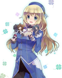 Rule 34 | 10s, 5girls, :d, ;3, ahoge, akagi (kancolle), atago (kancolle), black gloves, black legwear, blonde hair, breasts, brown hair, chibi, closed eyes, clover, cup, detached sleeves, elbow gloves, falling, four-leaf clover, gloves, green eyes, hairband, hat, japanese clothes, kantai collection, kongou (kancolle), lifebuoy, long hair, military, military uniform, mini person, minigirl, multiple girls, muneate, nose bubble, one eye closed, open mouth, pantyhose, personification, rensouhou-chan, shimakaze (kancolle), sleeping, smile, souryuu (kancolle), striped legwear, swim ring, tahya, teacup, twintails, uniform