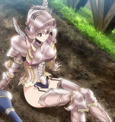 Rule 34 | 10s, 1girl, armor, bertille althusser, blonde hair, blue eyes, highres, knight, long hair, sitting, solo, stitched, third-party edit, walkure romanze