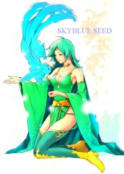Rule 34 | 1990s (style), animal, aqua fur, boots, breasts, cape, carbuncle (final fantasy), dress, earrings, eidolon, final fantasy, final fantasy iv, green dress, green eyes, green hair, jewelry, large breasts, rydia (ff4), thigh boots, thighhighs