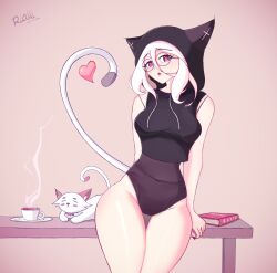 Rule 34 | 1girl, absurdres, animal ears, breasts, cat, cat ears, cat girl, glasses, highres, looking at viewer, medium breasts, rialll, solo, tail