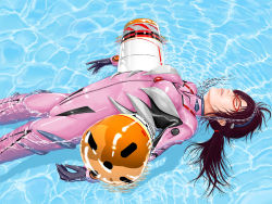 Rule 34 | 00s, 1girl, afloat, bodysuit, breasts, brown hair, entry plug, evangelion: 2.0 you can (not) advance, closed eyes, floating, glasses, hairband, large breasts, latex, long hair, makinami mari illustrious, neon genesis evangelion, plugsuit, pool, rebuild of evangelion, sleeping, solo, take (take-out!), takeout, unconscious, water, wet