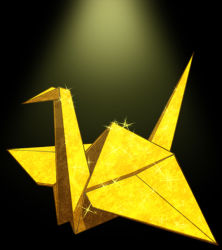 Rule 34 | crane, kongai, lowres, no humans, origami, paper crane, sparkle, yellow theme