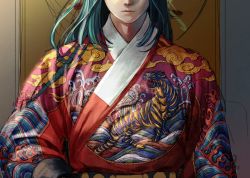 Rule 34 | 1boy, black hair, embroidery, head out of frame, long hair, long sleeves, micho, print robe, shadow, solo, luo xiaohei zhanji, upper body, wuxian (the legend of luoxiaohei)