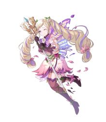 Rule 34 | 1girl, alternate costume, blonde hair, boots, dress, earrings, elise (fire emblem), fairy wings, fire emblem, fire emblem fates, fire emblem heroes, flower, full body, gloves, gradient clothes, hair ornament, highres, jewelry, layered skirt, long hair, long sleeves, multicolored hair, nintendo, non-web source, official art, pleated skirt, purple eyes, purple hair, ringozaka mariko, short dress, skirt, striped, thigh boots, thighhighs, torn clothes, torn sleeves, transparent background, twintails, two-tone hair, vertical stripes, wings, zettai ryouiki