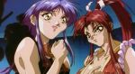 Rule 34 | 1990s (style), 2girls, animated, bouncing breasts, breasts, brown hair, cleavage, covered erect nipples, fatal fury, japanese clothes, large breasts, long hair, multiple girls, non-web source, oobari masami, retro artstyle, revealing clothes, shiranui mai, sulia gaudeamus, taut clothes, the king of fighters, video, video