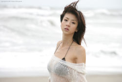 Rule 34 | beach, bikini, bikini top only, hoshino aki, photo (medium), s book, sweater, swimsuit, tagme