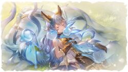 Rule 34 | 1girl, 5others, animal ears, blue hair, closed eyes, ferry (granblue fantasy), granblue fantasy, granblue fantasy versus: rising, multiple others, official art, outdoors, sleeping