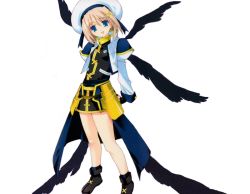 Rule 34 | 00s, 1girl, ankle boots, beret, black dress, black gloves, black wings, blonde hair, blue eyes, blush, boots, dress, full body, gloves, hair ornament, hat, head tilt, long sleeves, looking at viewer, lyrical nanoha, mahou shoujo lyrical nanoha, mahou shoujo lyrical nanoha a&#039;s, multiple wings, simple background, solo, standing, wings, x hair ornament, yagami hayate