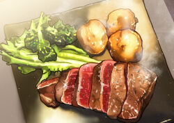 Rule 34 | cooking, food, food focus, highres, meat, original, steam, vegetable, yumekibox