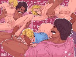 Rule 34 | 2boys, absurdres, age difference, anal, anus, ass, body hair, completely nude, cum, curly eyebrows, facial hair, gol d. roger, hairy, happy, happy sex, heart, highres, large penis, male focus, male penetrated, mature male, moaning, multiple boys, multiple positions, mustache, navel, nipples, nude, older man and younger man, age difference, one piece, penis, penis grab, pink shirt, sanji (one piece), sex, shirt, simple background, size difference, smile, stomach bulge, straight hair, sugar saharok, testicles, tongue, tongue out, veins, veiny hands, yaoi