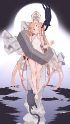 Rule 34 | 1girl, abigail williams (fate), abigail williams (swimsuit foreigner) (fate), abigail williams (swimsuit foreigner) (second ascension) (fate), absurdres, bare shoulders, barefoot, black bow, black cat, blonde hair, blue eyes, blush, bow, braid, braided bun, breasts, cat, double bun, dress swimsuit, fate/grand order, fate (series), forehead, full body, hair bun, hat, highres, jilu, keyhole, long hair, looking at viewer, mitre, one-piece swimsuit, orange bow, parted bangs, sidelocks, small breasts, swimsuit, twintails, very long hair, white hat, white one-piece swimsuit