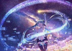 Rule 34 | 1girl, animated, animated gif, beamed eighth notes, beamed sixteenth notes, black thighhighs, blue eyes, hatsune miku, hatsune miku (append), musical note, non-web source, sky, staff (music), star (sky), starry sky, thighhighs, treble clef, twintails, vocaloid, vocaloid append, yue yue