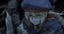 Rule 34 | 1girl, artoria caster (fate), artoria caster (second ascension) (fate), artoria pendragon (fate), beret, black gloves, blonde hair, cape, crying, crying with eyes open, fate/grand order, fate (series), gloves, green eyes, hat, kankan33333, long hair, staff, tears, wind