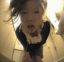 Rule 34 | 1girl, animated, animated gif, asian, lowres, photo (medium), restroom, solo, toilet, uncensored, vomit, vomiting