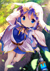 Rule 34 | 1girl, alternate costume, alternate hairstyle, animal ears, animal hood, bad id, bad pixiv id, belt, blue dress, blue eyes, blue hair, blush, breasts, brown belt, chimame chronicle, closed mouth, commentary request, cross-laced clothes, day, dress, fake animal ears, from above, full body, gochuumon wa usagi desu ka?, grass, hair between eyes, hair ornament, hair scrunchie, highres, holding, holding staff, hood, hooded robe, kafuu chino, leaf, light blue hair, long hair, long sleeves, looking at viewer, low twintails, mokachino, neck ribbon, outdoors, rabbit ears, rabbit hood, ribbon, robe, scrunchie, shoes, signature, sleeveless, sleeveless dress, small breasts, smile, solo, staff, strapless, strapless dress, striped ribbon, sunlight, tube dress, twintails, walking, white footwear, white hood, white robe
