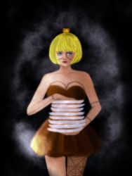 Rule 34 | 1girl, black dress, blonde hair, dress, feather boa, halloween, highres, jack-o&#039;-lantern, one piece, plate, silk, solo, spider web, stitches, thriller bark, victoria cindry, zombie