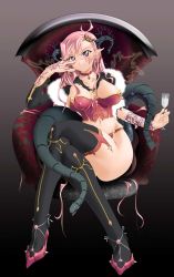 Rule 34 | 1girl, breasts, garandoh, large breasts, pink hair, pointy ears, solo, thighhighs