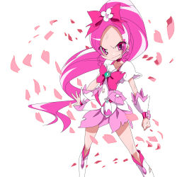 Rule 34 | 10s, 1girl, angry, boots, brooch, cure blossom, hanasaki tsubomi, heart, heart brooch, heartcatch precure!, jewelry, knee boots, lowres, magical girl, pink eyes, pink hair, pink theme, ponytail, precure, solo, takeya yuuki, torn clothes