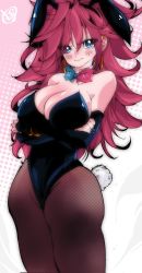 Rule 34 | 1990s (style), 1girl, android 21, animal ears, black leotard, black pantyhose, blush, breasts, crossed arms, detached collar, dragon ball, dragon ball fighterz, elbow gloves, fake animal ears, fingerless gloves, gloves, hair behind ear, highres, kinakomochi (user vedc2333), large breasts, leotard, long hair, looking at viewer, pantyhose, playboy bunny, rabbit ears, rabbit tail, red hair, retro artstyle, solo, tail, two-tone bowtie, v-shaped eyebrows