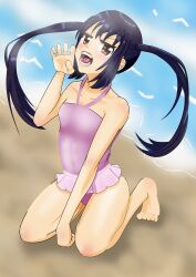 Rule 34 | 1girl, absurdres, breasts, highres, k-on!, nakano azusa, one-piece swimsuit, pink one-piece swimsuit, small breasts, swimsuit, twintails