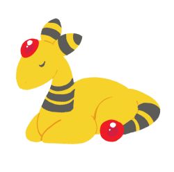 Rule 34 | ampharos, creatures (company), closed eyes, full body, game freak, gen 2 pokemon, long neck, lying, nintendo, no humans, on stomach, pokemon, pokemon (creature), simple background, sitting, solo, striped, tagme, tail, thedutchesse, white background, yellow theme
